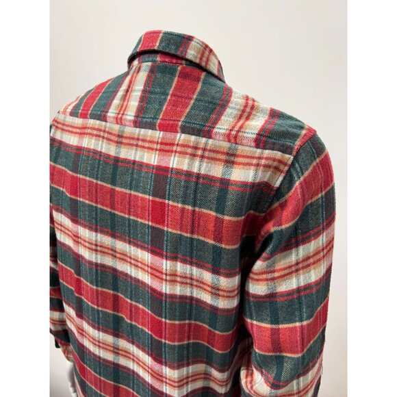 Vintage Red & Green Plaid Button-Up Shirt With Dual Chest Pockets Long Sleeves A - Picture 10 of 16